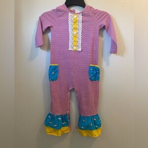Striped Pink and Blue Kids One Piece